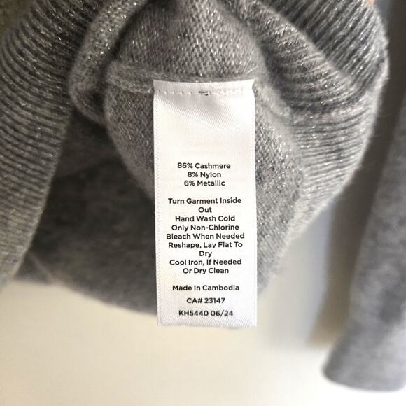 Talbots Cashmere Blend Metallic Turtleneck Sweater Gray S - Picture 9 of 9